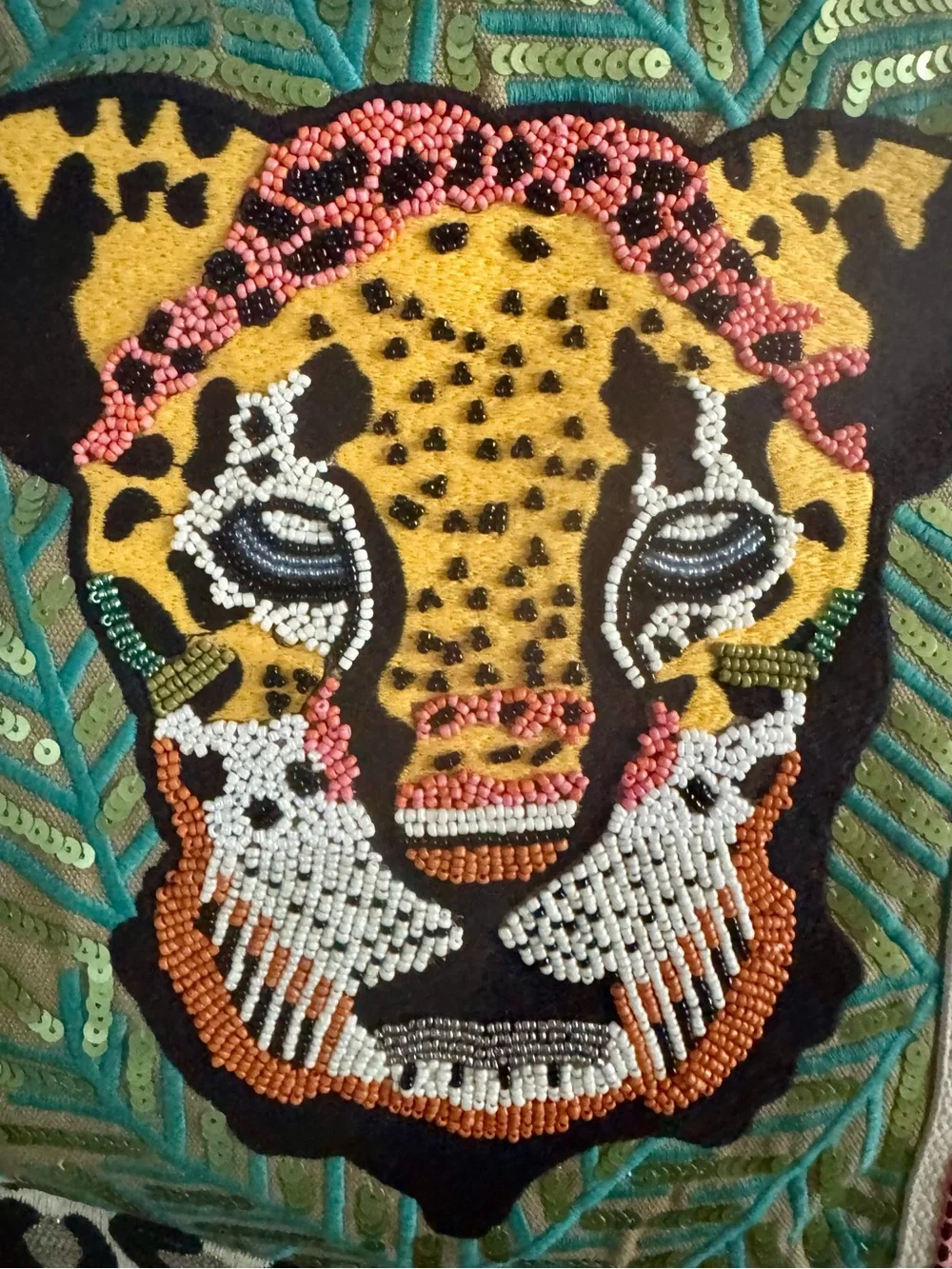 VIRAL- Beaded Leopard Canvas Tote Bag - SHE’S A BEAUTY AND VERY HARD TO FIND! - Picture 6 of 7